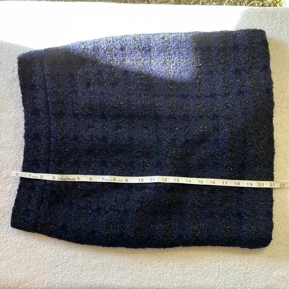 J Crew navy blue and metallic black houndstooth pencil skirt - Picture 5 of 6